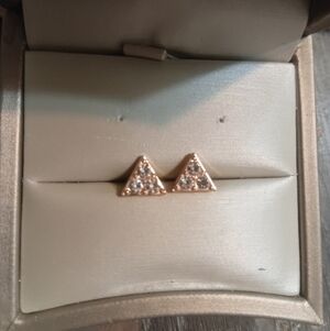 Elegant Gold Toned Triangle Stud Earrings